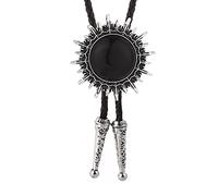 HJtRTDF Collier de style western, Cravate en cuir véritable for homme, style bolo, accessoire de costume rétro - western, cowboy, décontracté(Black)