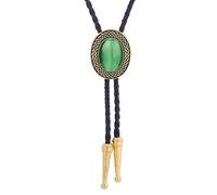 HJtRTDF Collier de style western, Cravate en cuir véritable for hommes et femmes, texture tissée, turquoise agate(Green)