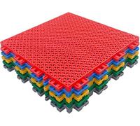 HJtRTDF Dalles de Sol, Carrelage de Sol modulaire à emboîtement, Terrain Basket-Ball extérieur, Badminton, carrelage Sport résistant aux intempéries, Bricolage(Red)