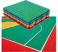 HJtRTDF Dalles de Sol, Tapis de Sol modulaires à emboîtement for Terrain Basket-Ball, Badminton, carrelage antidérapant et résistant l'usure(Green)