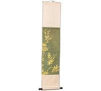 HJtRTDF décoration murale de chambre à coucher， Peinture de rouleau bambou jaune verdoyant, tenture murale verticale d’étude, art traditionnel du papier Xuan(30L x 150W cm)