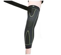 HJtRTDF genouillère pour Hommes， Genouillère de Sport élastique à Rayures Jaunes et Vertes, Manchon Compression antidérapant, jambière allongeante(M Nonslip Bandage)