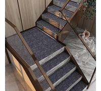 HJtRTDF marches d'escalier, Lot de 5 Tapis d'escalier 20 x 66 cm for marches en Bois - Tapis antidérapants Auto-adhésifs et réutilisables(Gray White)