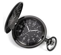 HJtRTDF Montre de Poche， Montre de Poche à Quartz Vintage for Moi avec boîtier chaîne, Cadeaux Mariage, Noël ou d'anniversaire(Black)