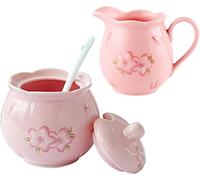 HJtRTDF Service à café en céramique, pot à crème, pot à lait rose et sucrier(Bianco,Milk Jug)