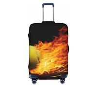 HJTRW Burning Tennis Pictures Housse de bagage de voyage élastique lavable Housse de protection tendance extensible anti-poussière pour valise de 45,7 à 81,3 cm, Noir , M