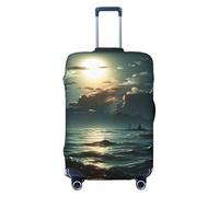 HJTRW Sea Moon Housse de protection élastique et lavable pour bagages de 45,7 à 81,3 cm, Noir , S