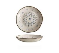 HJUGHPN Assiettes personnalités créatives peintes à la main Assiette constellation soleil et lune vaisselle en céramique plat étoile lune assiette profonde assiette à salade assiette occidentale