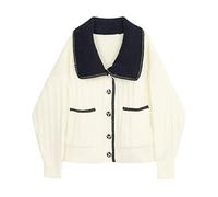 HJUGHPN Cardigan d'automne pour femme - Abricot - Manches longues - Col décontracté - Cardigan marée