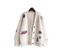 HJUGHPN Cardigan en tissu pour femme - Automne et hiver - Col en V - Manteau ample