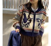 HJUGHPN Cardigan en tricot jacquard pour femme avec fermeture éclair et manches longues pour l'automne (taille XL)