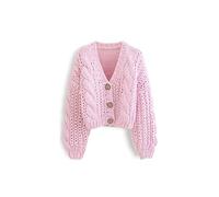 HJUGHPN Cardigan pour femme 1pc Printemps et Automne Femmes Cardigan Court Rose Tricot Pull Manches Longues Femme Manteau Robe Femme
