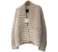 HJUGHPN Cardigan pour femme aux couleurs décontractées, amples et unies, pour l'automne et l'hiver, pull polyvalent, col en V, manches longues