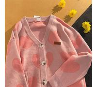 HJUGHPN Cardigan pour femme, cardigan doux au lait pour femmes, printemps et automne, haut ample et décontracté pour couple (rose, L)