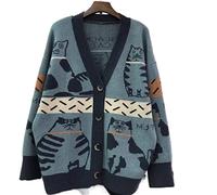 HJUGHPN Cardigan pour femme Cardigan Pull ample Décontracté Épais Tricot Clip (Bleu)