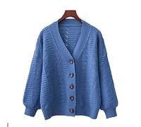 HJUGHPN Cardigan pour femme, col en V, surdimensionné, cardigan pour femme, nouveau coréen de blanc, grande taille, cardigan tricoté (B)
