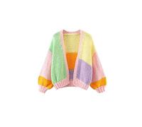 HJUGHPN Cardigan pour femme Printemps et Automne Cardigan en tricot Crochet Épaules tombantes Panneau Pull Femme Haut court