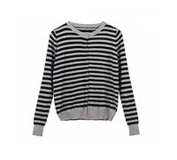 HJUGHPN Cardigan rayé pour femme pull automne hiver femme base décontractée slim dames cardigans mode femmes vêtements tricot pull col en V