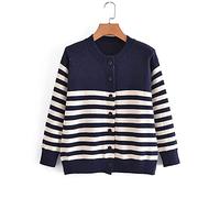 HJUGHPN Cardigan rayé pour femme - Solide à manches longues - Cardigan tricoté - Manteau pour femme - Pull d'automne pour femme