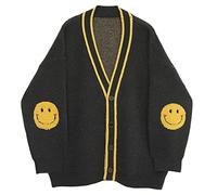 HJUGHPN Cardigan vintage pour femme - Automne et hiver - Manches longues - Cardigan tricoté - Pull baggy pour femme
