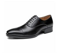 HJUGHPN Chaussures habillées pour homme - Fabriquées à la main - Pour le bureau, les affaires, les mariages - Chaussures Oxford formelles de luxe à lacets pour homme - Noir - Pointure 42