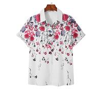 HJUGHPN Chemises décontractées pour homme avec revers à manches courtes et boutons à imprimé floral, 1 couleur, M