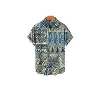 HJUGHPN Chemises pour hommes chemise imprimée fleur manches courtes haut décontracté ample simple boutonnage cardigan chemise pour hommes (XL)