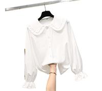 HJUGHPN Chemisier pour femme Chemise blanche à manches longues en coton pour femme Haut et chemise pour fille (blanc, XL)