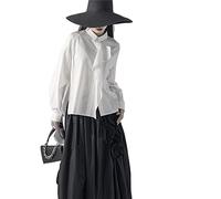 HJUGHPN Chemisiers pour femmes blanc irrégulier élégant grande chemise à revers manches longues chemise ample