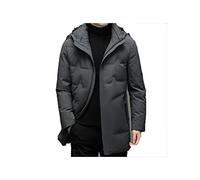 HJUGHPN Doudoune d'hiver pour homme - Doudoune à capuche en duvet de canard - Longue et solide - Coupe-vent - Manteau chaud pour homme (L)