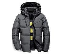 HJUGHPN Doudoune en duvet et plumes pour homme, manteau d'hiver coupe-vent et amovible, de neige de couleur unie, vêtements pour loisirs d'extérieur (gris foncé, taille M)