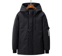 HJUGHPN Doudoune longue d'hiver décontractée en polaire épaisse à capuche imperméable pour homme, manteau avec poche en duvet (noir, XXL)