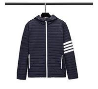HJUGHPN Doudoune pour homme - Veste en duvet de canard gris avec fermeture éclair - Veste d'hiver chaude pour couple (bleu marine, taille L)