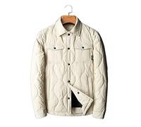 HJUGHPN Doudoune pour hommes automne et hiver pour hommes, veste en duvet classique décontractée de couleur unie pour hommes, manteau ample et chaud grande taille (beige, XXL)