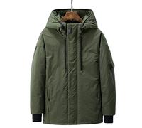 HJUGHPN Doudoune pour hommes - Manteau de travail épais et chaud à capuche pour hommes (883 vert militaire, XXL)