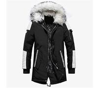 HJUGHPN Doudoune pour hommes veste d'hiver pour hommes, parkas épais et chauds pour hommes, vêtements d'extérieur longs décontractés à col à capuche, manteaux parkas, livraison directe (noir, 3XL)