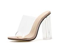 HJUGHPN Escarpins à talons transparents pour femme - Sandales à talon bloc - Pointure 38