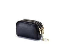 HJUGHPN Femmes Portefeuilles Porte-Monnaie Porte-Monnaie Mini Portefeuille Véritable Change de Cuir Véritable Pochette Cha ménation Touches portatives Card Sac à Fermeture à glissière(Black)