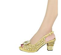 HJUGHPN Heels Arrive Sac à chaussures avec décoration assortie, chaussures surdimensionnées en diamant, ensemble de sacs à chaussures de luxe, doré, 10.5