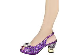 HJUGHPN Heels Arrive Sac à chaussures avec décoration assortie, chaussures surdimensionnées en diamant, ensemble de sacs à chaussures de luxe, violet, 6.5