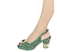 HJUGHPN Heels Arrive Sac à chaussures avec décoration assortie, chaussures surdimensionnées en diamant, ensemble de sacs à chaussures de luxe, Vert, 9