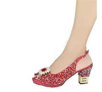 HJUGHPN Heels Arrive Sac à chaussures avec décoration assortie, chaussures surdimensionnées en diamant, ensemble de sacs à chaussures de luxe, Rouge, 38