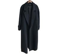 HJUGHPN Manteaux pour femmes Automne/Hiver Manteau en laine noire Manteau tendance pour femme Ceinture ample Tempérament est mince manteau en laine décontractée Trench (taille US-XL)