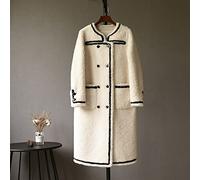 HJUGHPN Manteaux pour femmes élégants paillettes perles boutons laine cachemire longue veste femme décontracté col à manches longues droite automne hiver veste (M)