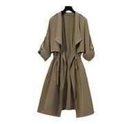 HJUGHPN Manteaux pour femmes style ample trench manteau ceinture pour femme cape coupe-vent printemps et automne mode lacets vêtements d'extérieur (vert kaki, US - taille XXL)