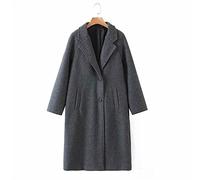 HJUGHPN Manteaux pour femmes vintage gris foncé manteau en laine automne mode dames simple boutonnage ample manteau décontracté vêtements d'extérieur (taille US-S)