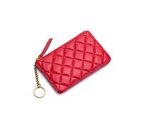 HJUGHPN Mini porte-monnaie pour femme en peau de mouton véritable en cuir véritable porte-monnaie porte-clés, Rouge, Taille unique
