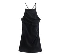 HJUGHPN Mini robe d'été sexy plissée avec bretelles spaghetti dos nu pour femme (taille M)