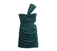 HJUGHPN Mini robe plissée à épaules dénudées pour femme - Dos nu - Fermeture éclair latérale (L)