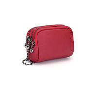 HJUGHPN Porte-monnaie en cuir véritable souple pour femme, Rouge, Taille unique